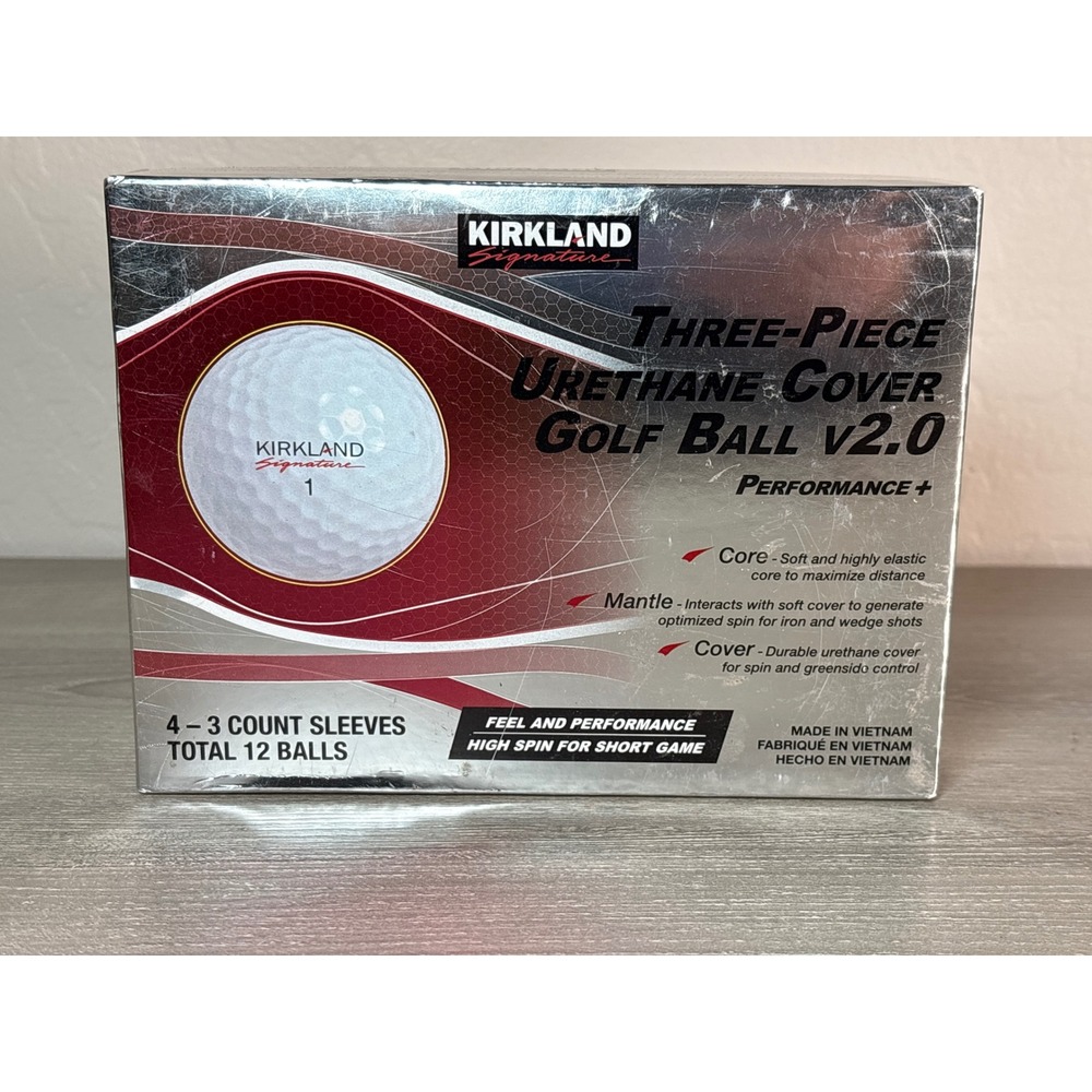 Kirkland Signature Three-Piece Urethane Cover Golf Ball v2.0 Performance+ 12 Cnt